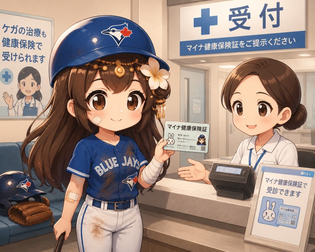 野球でケガしたアンコさん画像