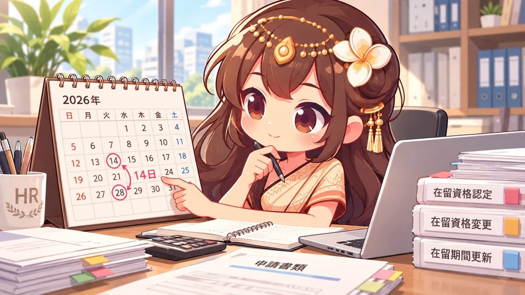 人事担当アン子さんと2026年カレンダー画像