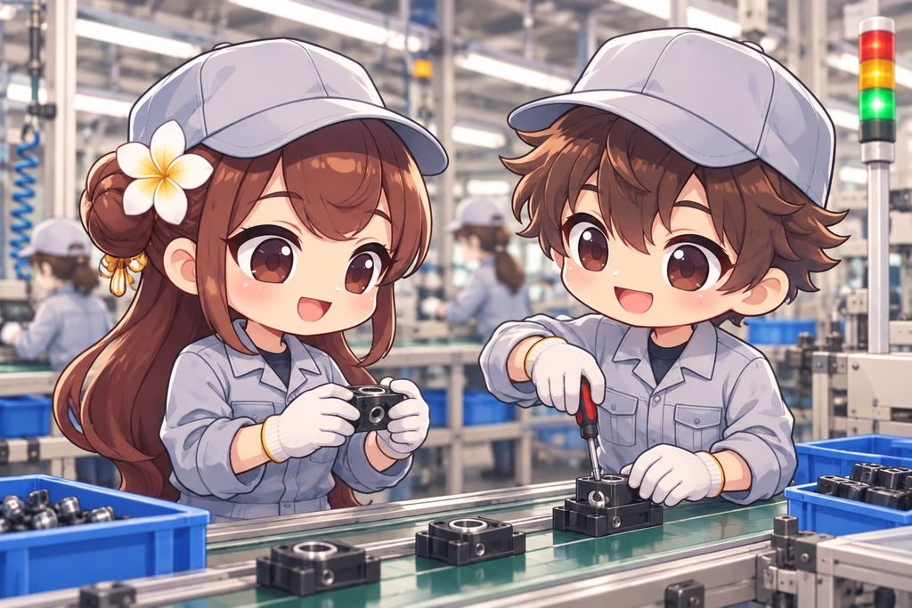 工場作業アン子さんとワットくん