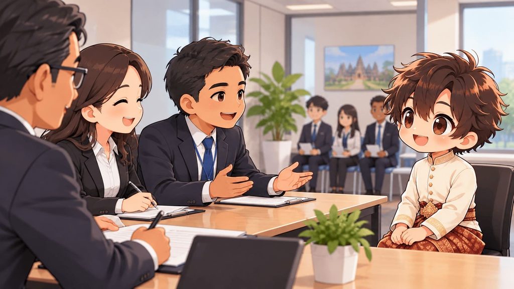 面接を受けるワットくん画像